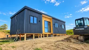 sleeps 4 orchard accommodation cabin raised on piles nz
