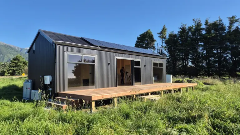 Airbnb cabin exterior in Kaikōura