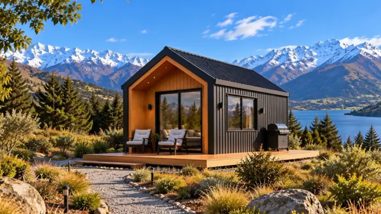 Alpine 18 cabin beside lake