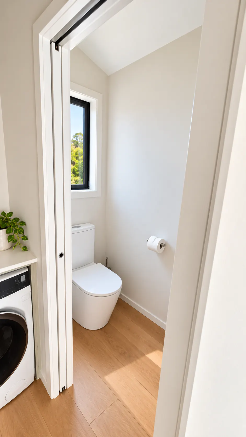 bach toilet room pocket door sandy bay motueka nz