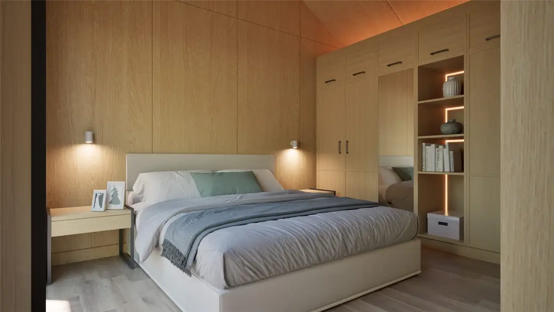 Second bedroom inside the Cosy 48 transportable home