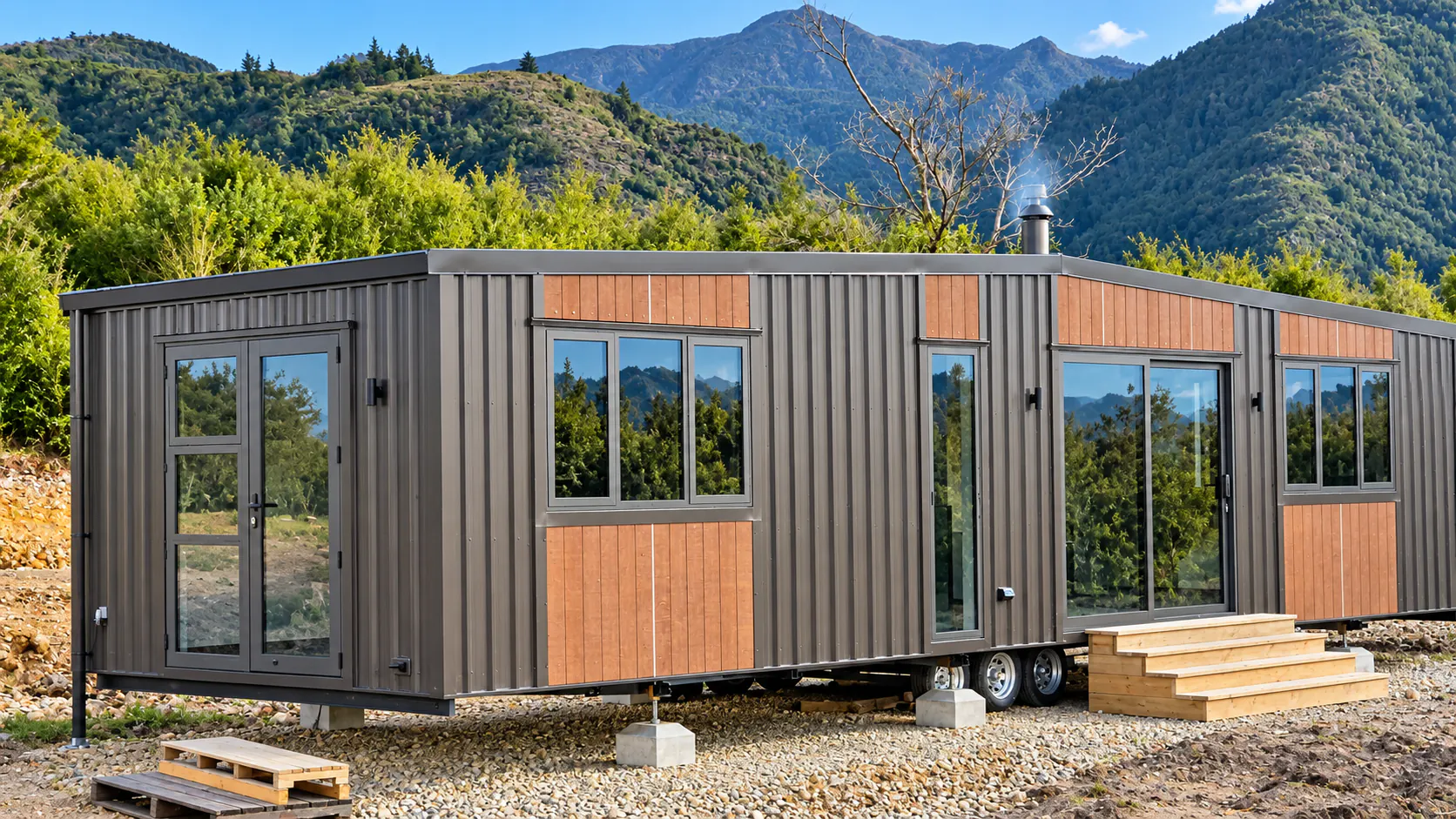 custom tiny home black cladding timber accents takaka hill nz