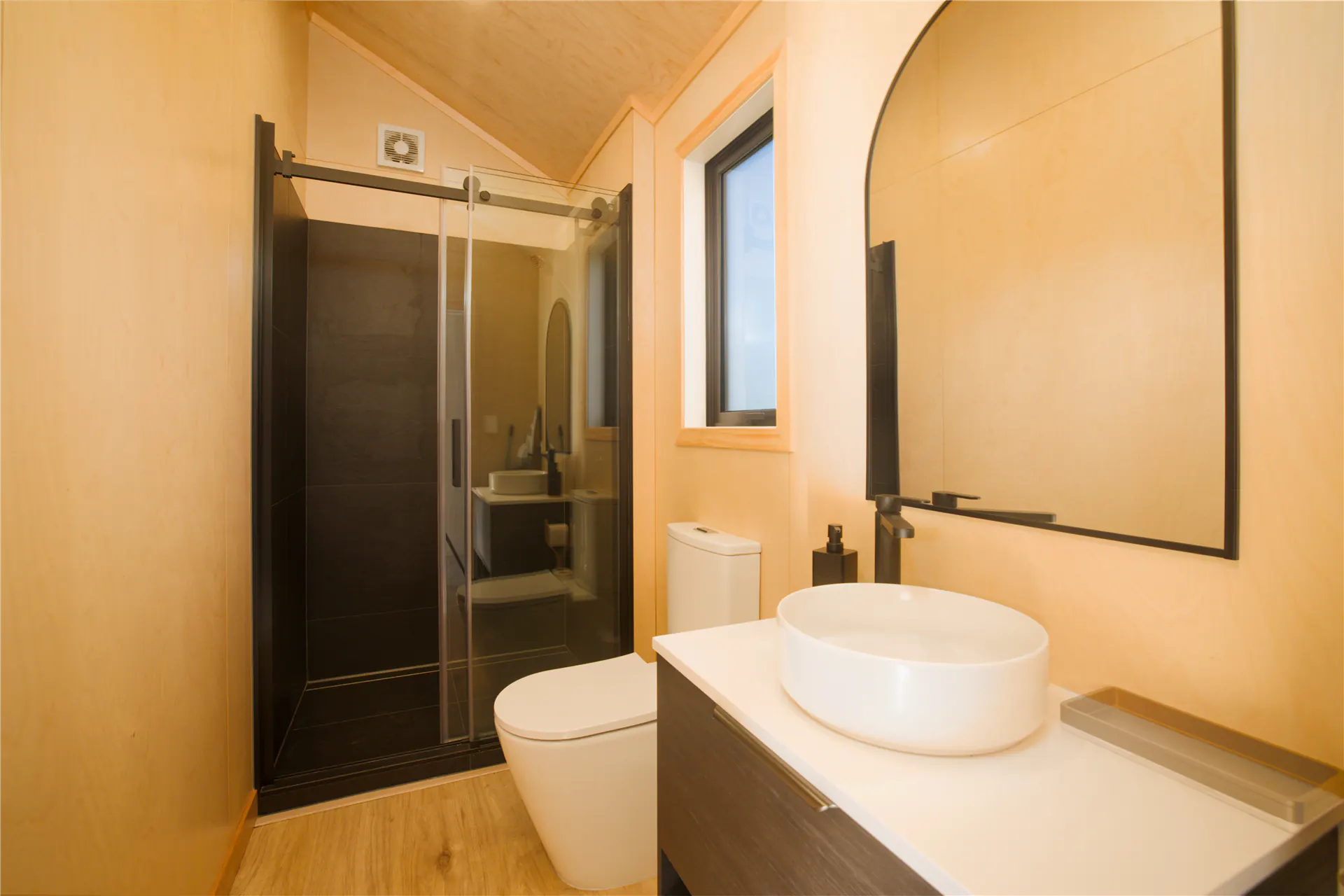 kaikoura bnb cabin bathroom vanity shower nz