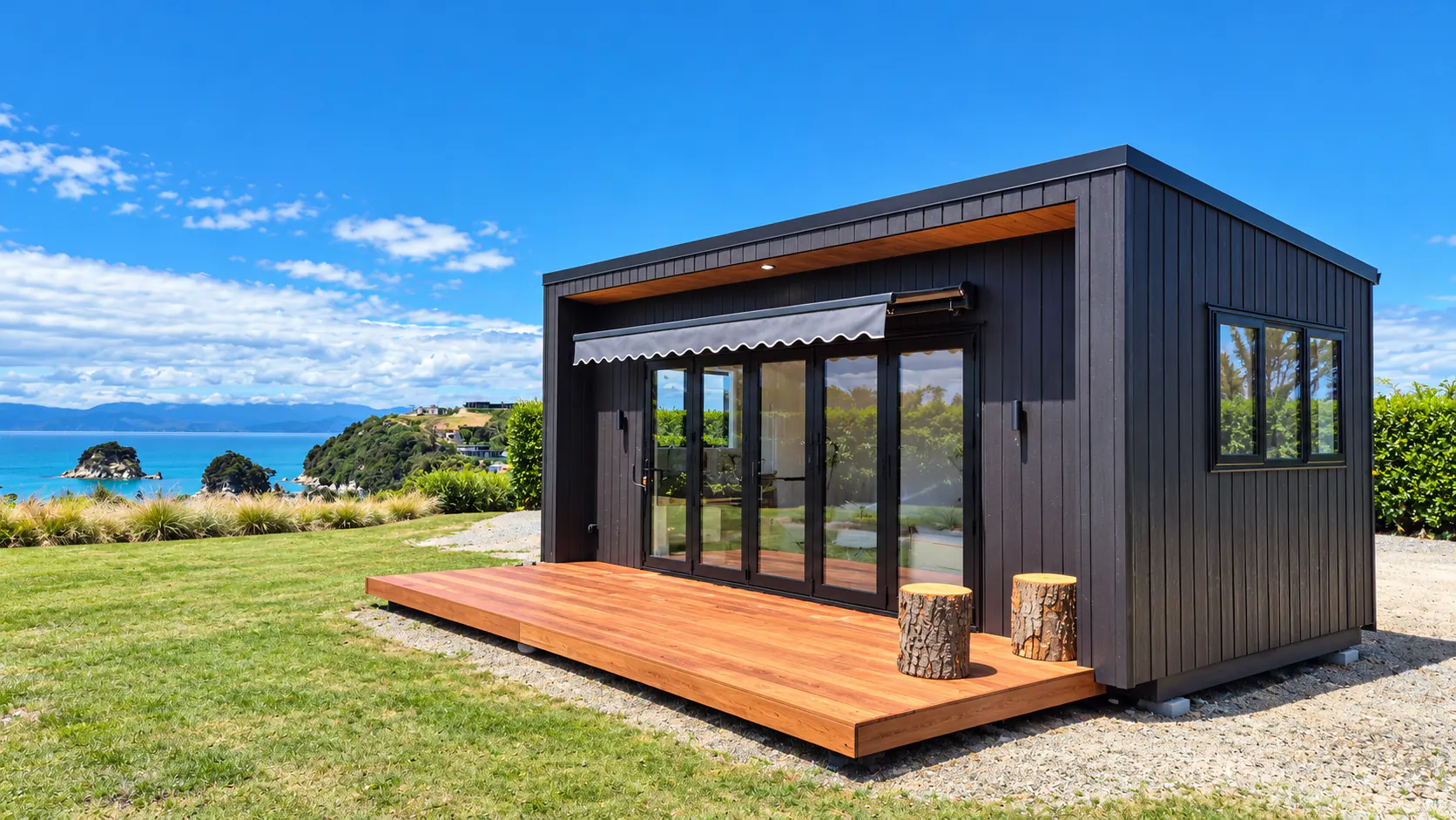 kaiteriteri luxury sleepout exterior sea view