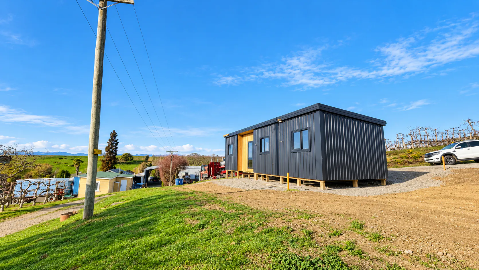 orchard accommodation cabin installed on site nz