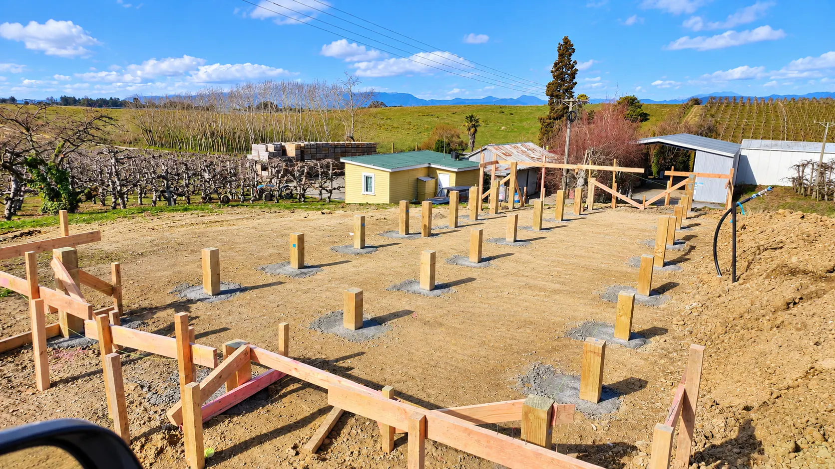 orchard accommodation pile foundations site preparation nz