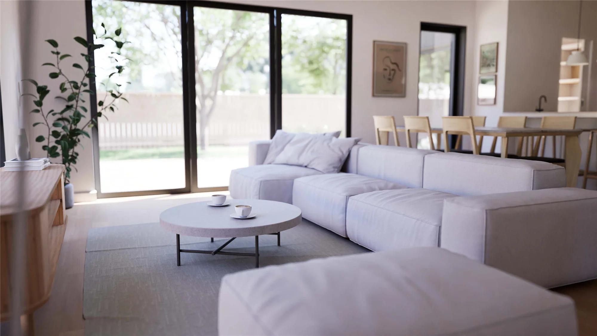 Open-plan living opening to the deck