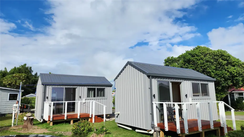Both completed holiday park cabins at Collingwood signed off and ready for guests