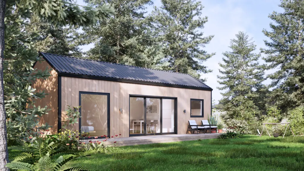Portable granny flat with a deck on a New Zealand property