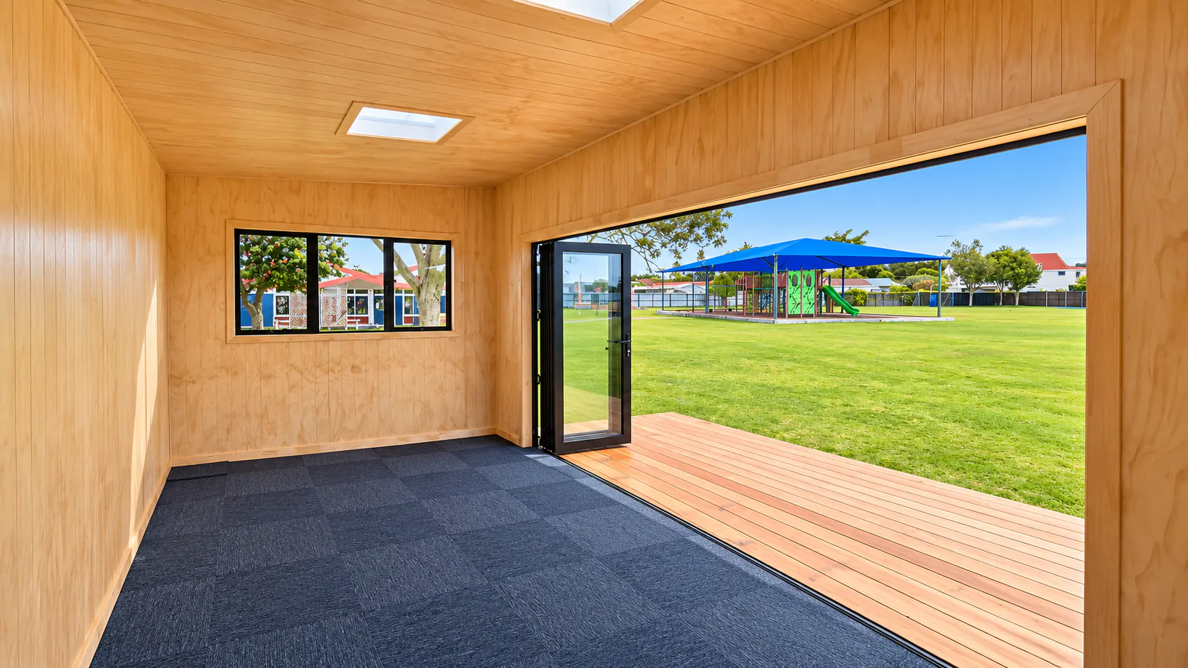 tikipunga outdoor classroom interior bifold doors playground