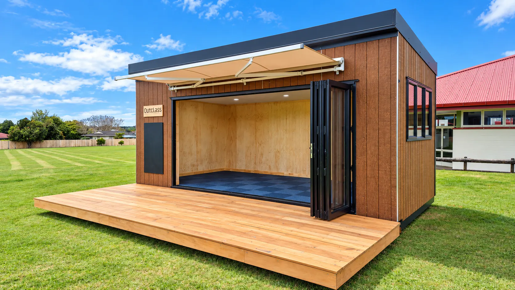 tikipunga outdoor learning environment awning bifold doors open