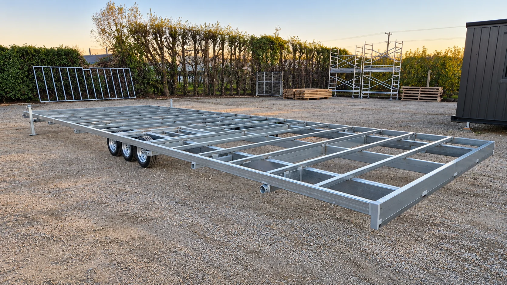 tiny home trailer chassis yard